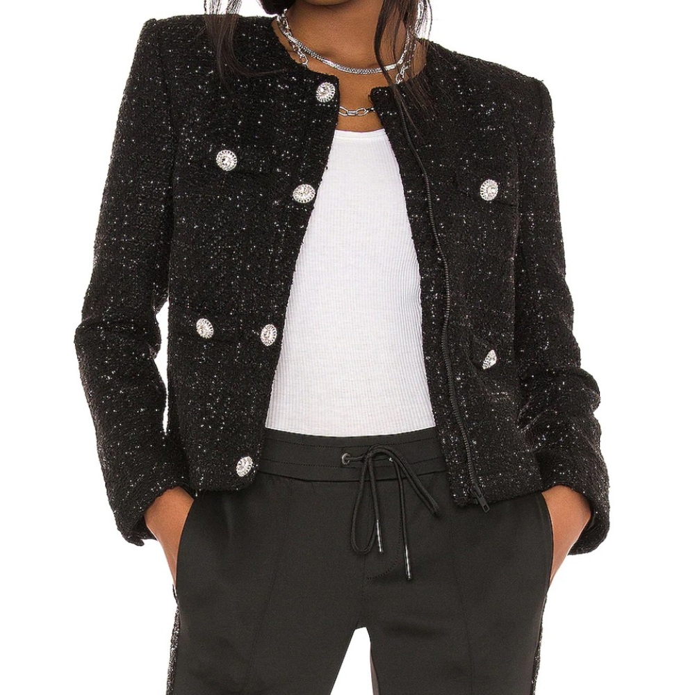 Pam & Gela Black Boucle Jacket Tweed